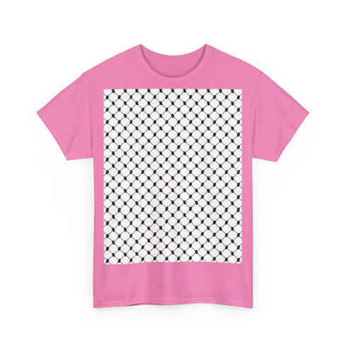 Keffiyeh Pattern Heavy Cotton Tee - Modern Mesh Design Streetwear T-Shirt